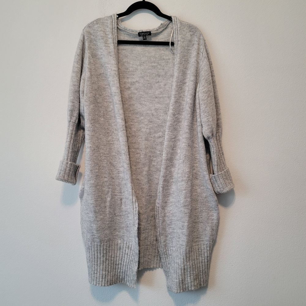 Topshop Gray Long Cardigan Sweater